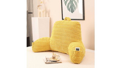Cozy Yellow Corduroy Reading Pillow with Arms - Standard 17