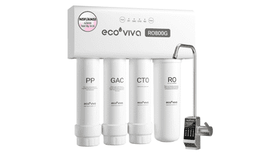 Ecoviva 800GPD Tankless RO System: Alkaline, 8-Stage Filtration
