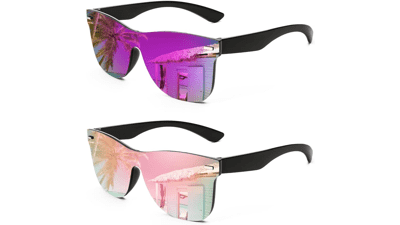 FEISEDY Rimless Mirrored Sunglasses