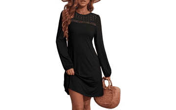 Fall Mini Dress: Long Sleeve, Loose Fit, and Solid Colors