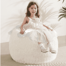 Faux Fur Bean Bag Cover for Kids - Plush Toy Organizer