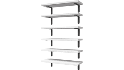 Floating Shelves - Modern White Wall Decor (Set of 6)