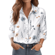 Floral Print Button Down Shirt for Women