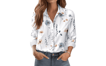 Floral Print Button Down Shirt for Women