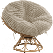 Fluffy Faux Fur Papasan Chair Cover - Khaki 50" Slipcover