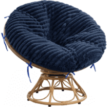 Fluffy Faux Fur Papasan Chair Cover - Navy Blue 50"x50"