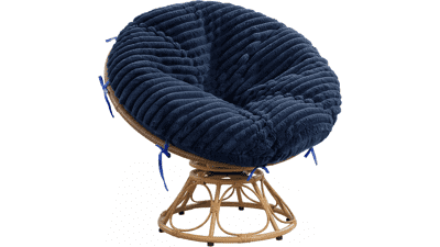 Fluffy Faux Fur Papasan Chair Cover - Navy Blue 50