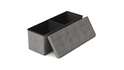 Folding Storage Ottoman Bench - 43.3 in Dark Grey Chest
