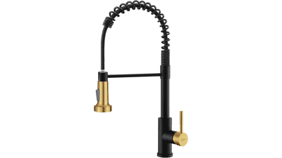 GIMILI Black and Gold Kitchen Faucet: Farmhouse, RV, and Outdoor Ready
