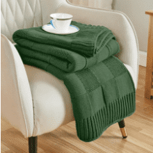 Green Check Knit Throw Blanket - Soft & Cozy 50"x60"