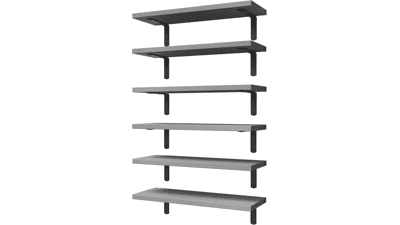 Grey Floating Shelves - Set of 6 - Farmhouse Wall Decor