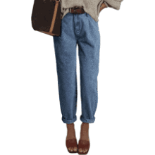 High Waisted Baggy Cropped Jeans