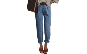 High Waisted Baggy Cropped Jeans