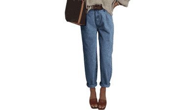 High Waisted Baggy Cropped Jeans