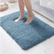 ILANGO Blue Small Bathroom Rug - Non-Slip, Absorbent, Soft