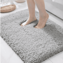 ILANGO Grey Small Bathroom Rug - Non Slip, Absorbent, Soft