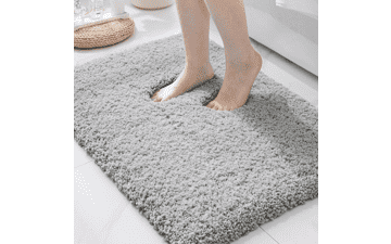 ILANGO Grey Small Bathroom Rug - Non Slip, Absorbent, Soft