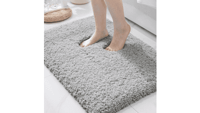 ILANGO Grey Small Bathroom Rug - Non Slip, Absorbent, Soft
