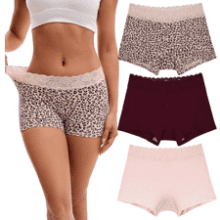 INNERSY Women's Lace Cotton Boyshorts 3-Pack