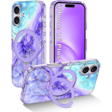 IPhone 16 Plus Purple Marble MagSafe Case