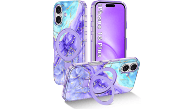 IPhone 16 Plus Purple Marble MagSafe Case