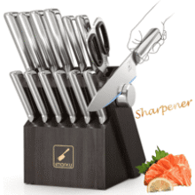 Imarku 14-Piece Kitchen Knife Set with Block & Sharpener