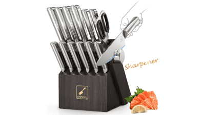 Imarku 14-Piece Kitchen Knife Set with Block & Sharpener