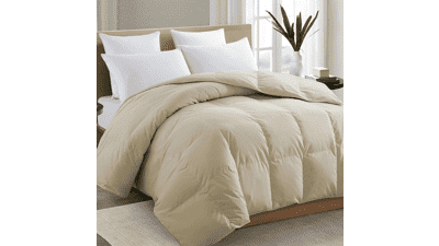 King Size Beige Comforter Set - All Season Down Alternative