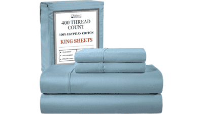 King Size Cotton Sheets Set - Deep Pocket, Soft & Breathable