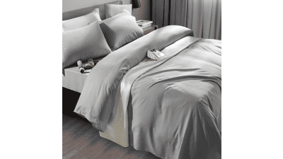 King Size Grey Bed Sheet Set - Deep Pocket, Soft Microfiber