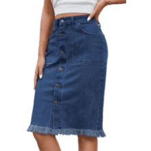 Luvamia Women's Denim Midi Skirt - Frayed Hem