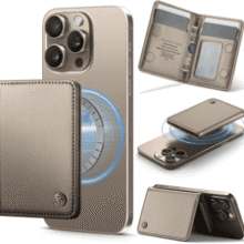 MagSafe Wallet - RFID Blocking Leather Card Holder for iPhone 12-16 - Desert Titanium