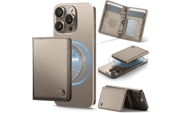 MagSafe Wallet - RFID Blocking Leather Card Holder for iPhone 12-16 - Desert Titanium