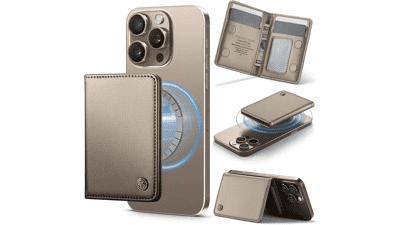 MagSafe Wallet - RFID Blocking Leather Card Holder for iPhone 12-16 - Desert Titanium