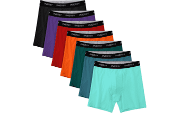Men's Cotton Boxer Briefs 7-Pack - Colorful Underwear with Fly