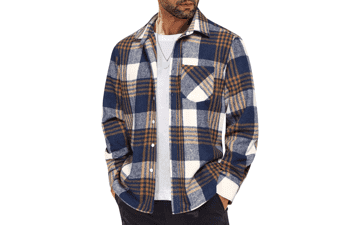 Men's Flannel Shirt - Lightweight Plaid Long Sleeve