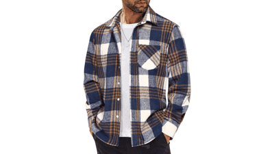 Men's Flannel Shirt - Lightweight Plaid Long Sleeve