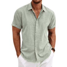 Men's Linen Short Sleeve Beach Shirt