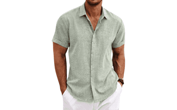 Men's Linen Short Sleeve Beach Shirt