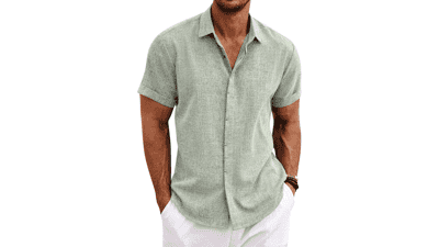 Men's Linen Short Sleeve Beach Shirt