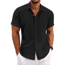 Men's Linen Short Sleeve Shirt - Summer Beach Wedding
