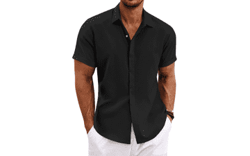 Men's Linen Short Sleeve Shirt - Summer Beach Wedding