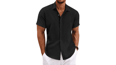 Men's Linen Short Sleeve Shirt - Summer Beach Wedding