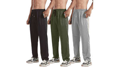 Men's Open Bottom Sweatpants 3-Pack - Perfect for Workout & Lounge