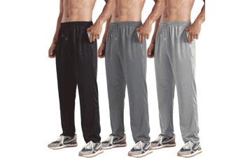 Men's Open Bottom Sweatpants 3-Pack: Quick Dry Joggers with Pockets