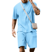 Men's Summer Tracksuit Set - Short Sleeve & 2 Pocket Shorts