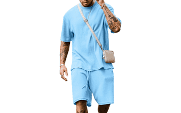 Men's Summer Tracksuit Set - Short Sleeve & 2 Pocket Shorts