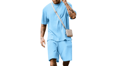 Men's Summer Tracksuit Set - Short Sleeve & 2 Pocket Shorts