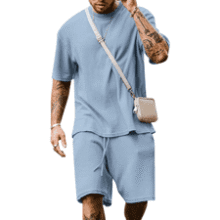 Men's Summer Tracksuit Set - Short Sleeve & 2 Pocket Shorts