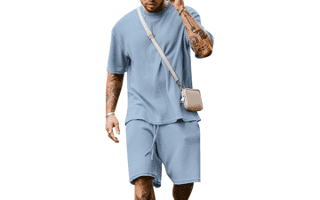 Men's Summer Tracksuit Set - Short Sleeve & 2 Pocket Shorts